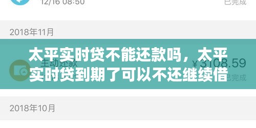 太平实时贷不能还款吗，太平实时贷到期了可以不还继续借么 