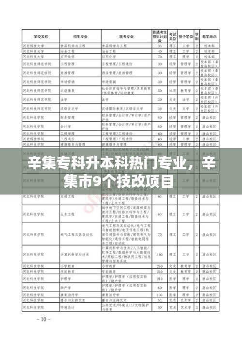 辛集专科升本科热门专业，辛集市9个技改项目 