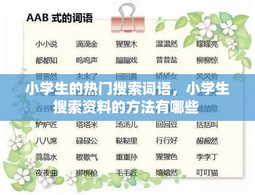 小学生的热门搜索词语，小学生搜索资料的方法有哪些 