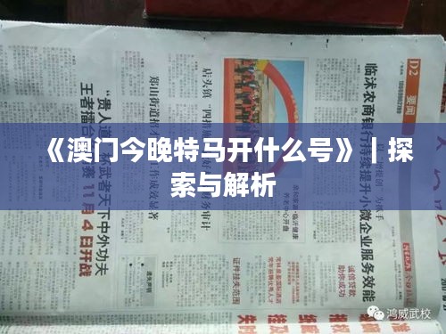 《澳门今晚特马开什么号》｜探索与解析