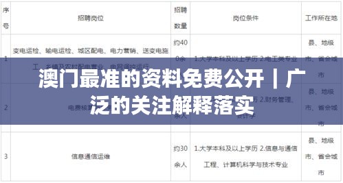 澳门最准的资料免费公开｜广泛的关注解释落实