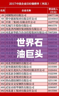 世界石油巨头榜单出炉，中国石油工业的崛起与全球排名解读
