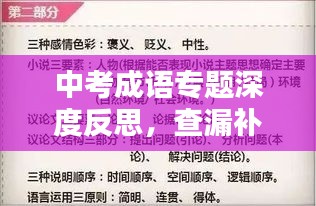 中考成语专题深度反思，查漏补缺，助力备考