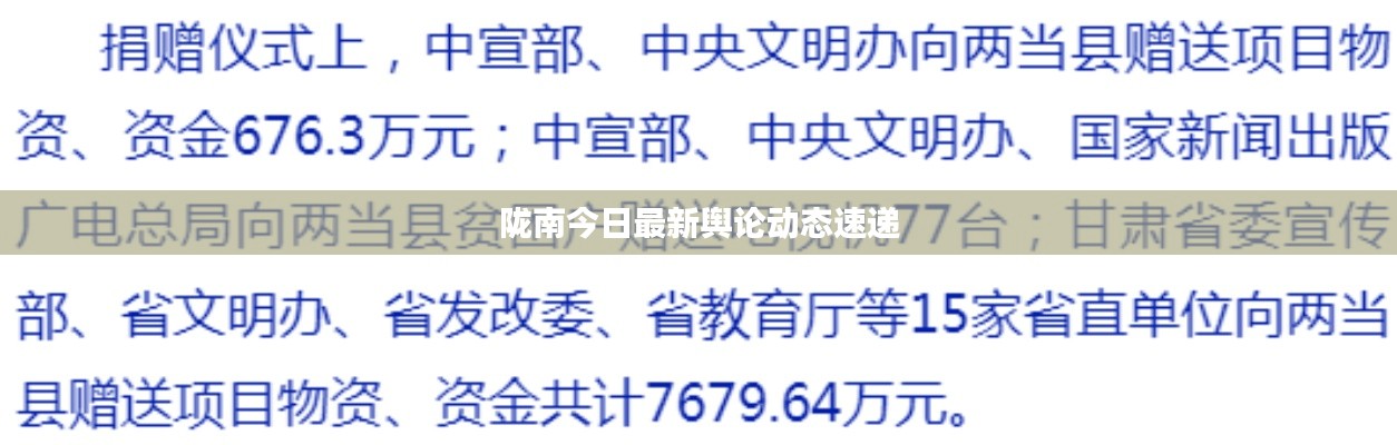 陇南今日最新舆论动态速递