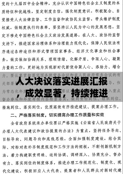 人大决议落实进展汇报，成效显著，持续推进